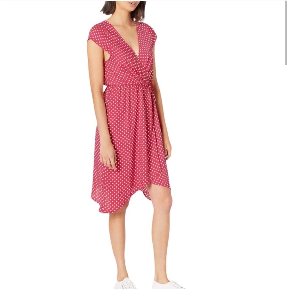 NWT BCBG MAXAZRIA pink Polka-Dot Faux Wrap dress